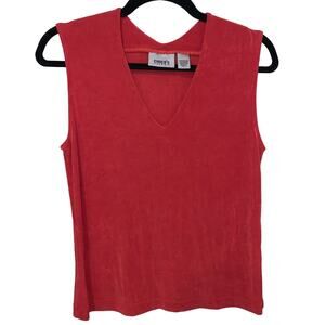 Chico’s Red/Orange V-neck Sleeveless Top Size: 1